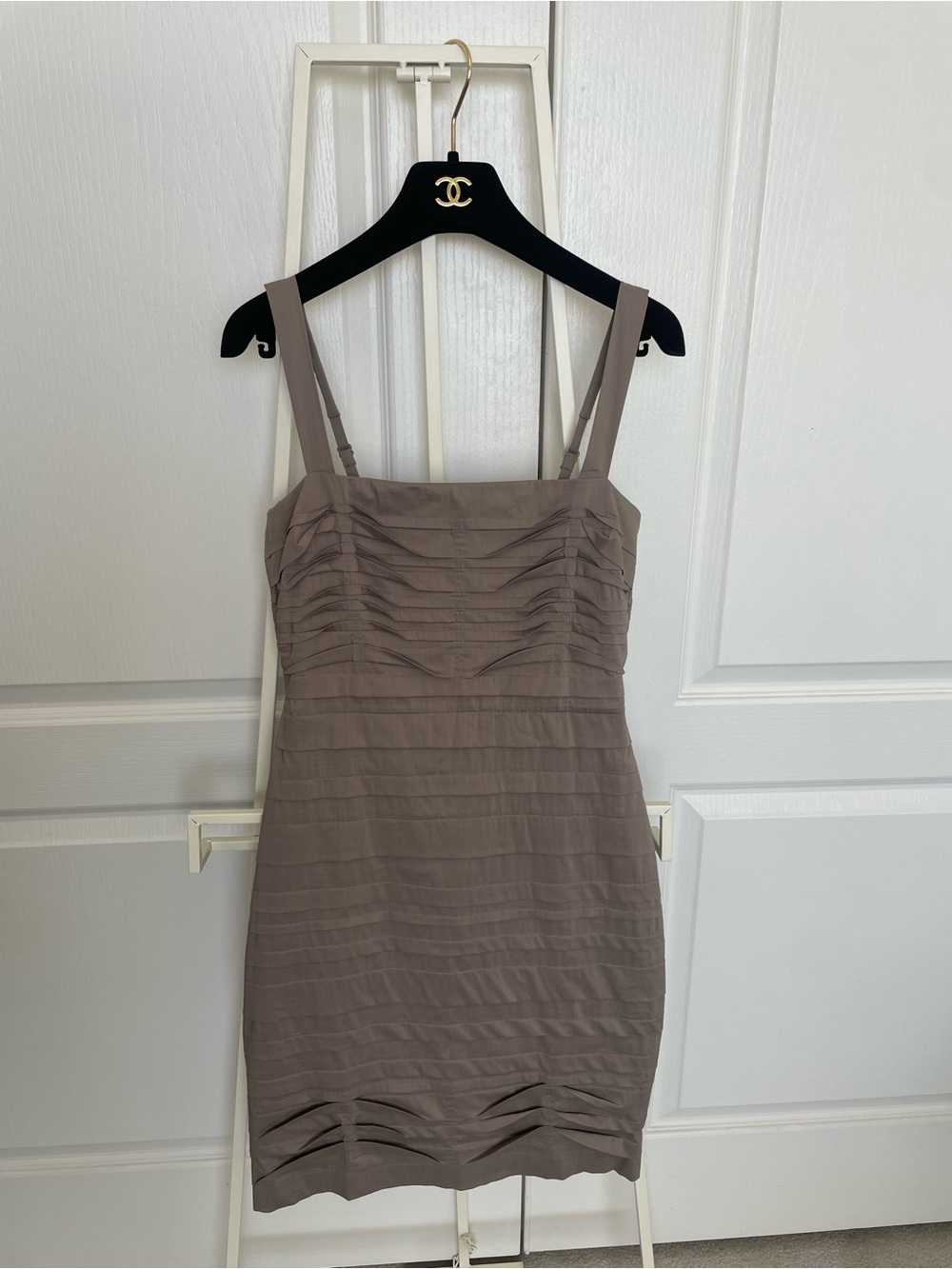 BCBGMaxAzria Mauve-Taupe Ruched Slip Dress
